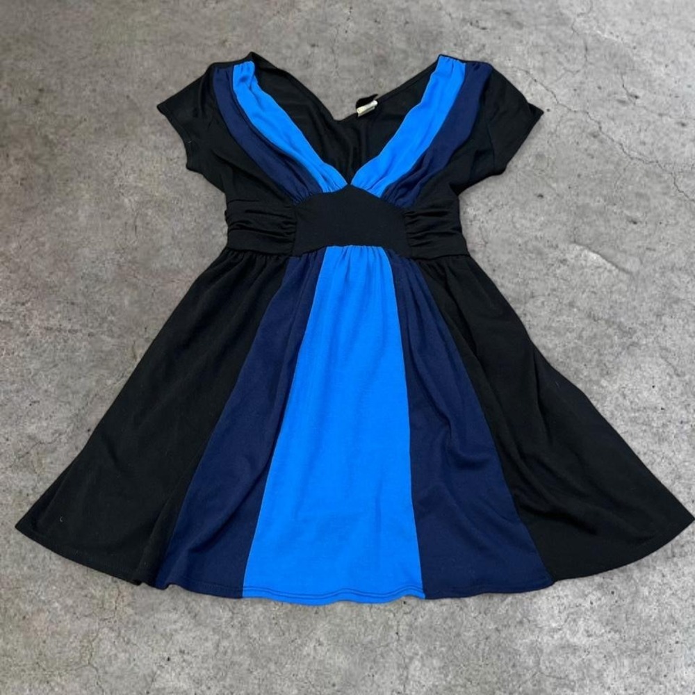 y2k black and blue baby doll top small
